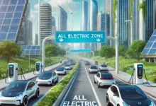 Electric Cars in Futuristic City - EV Only Lane