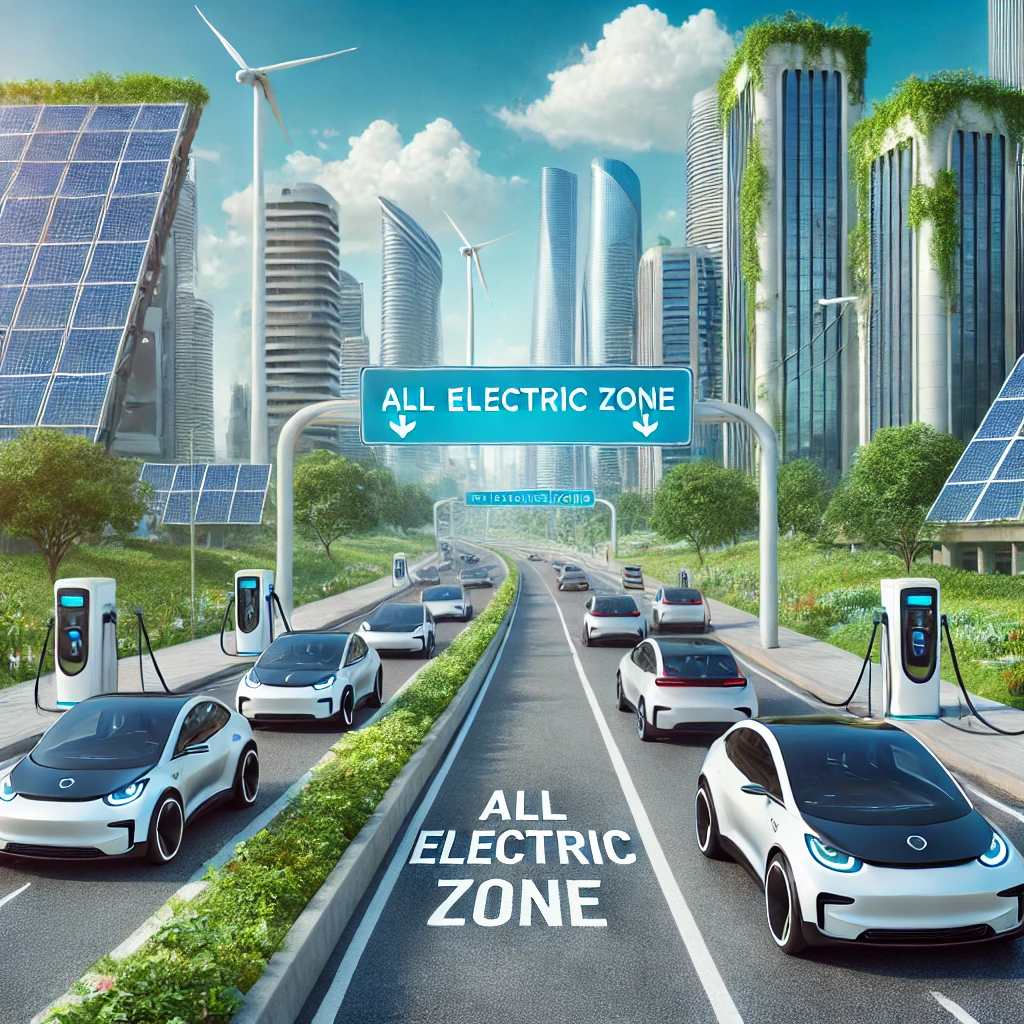Electric Cars in Futuristic City - EV Only Lane